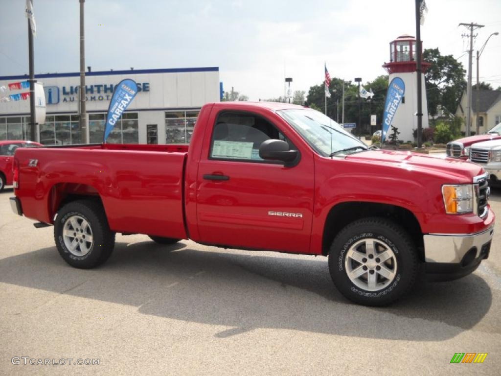 2010 Sierra 1500 SLE Regular Cab 4x4 - Fire Red / Ebony photo #1