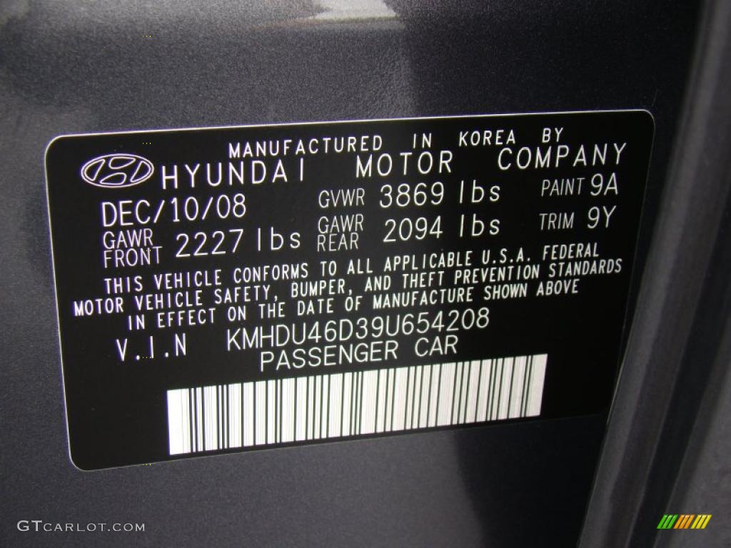 2009 Elantra SE Sedan - Carbon Gray / Gray photo #25
