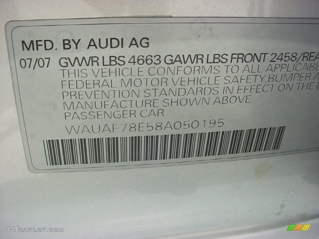 2008 A4 2.0T Sedan - Light Silver Metallic / Black photo #28