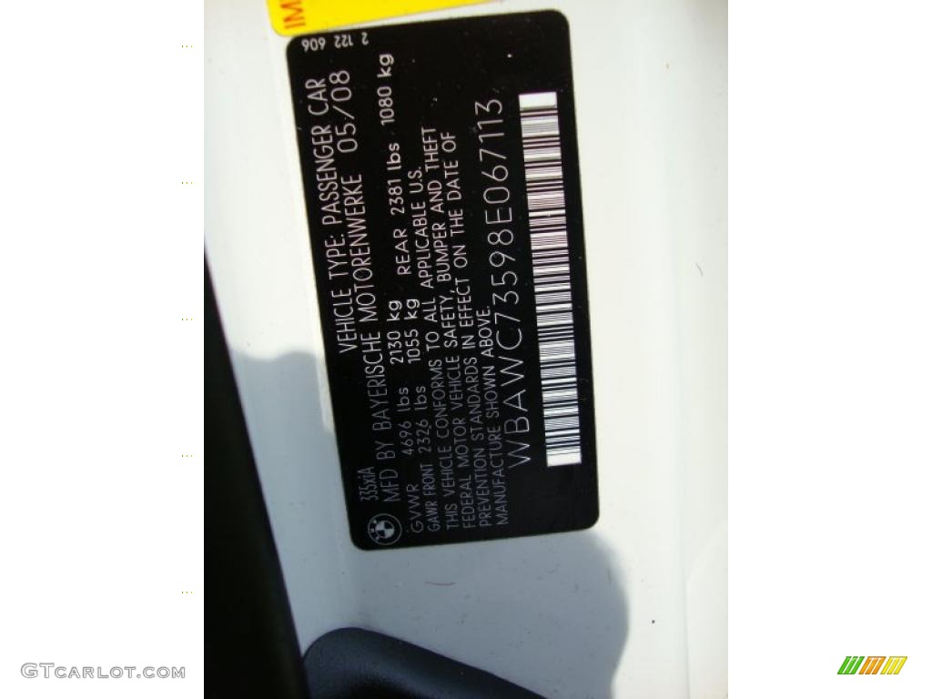 2008 3 Series 335xi Coupe - Alpine White / Black photo #36