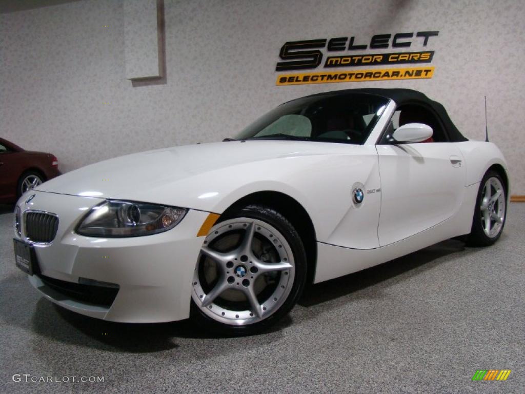 2008 Z4 3.0si Roadster - Alpine White / Dream Red photo #1