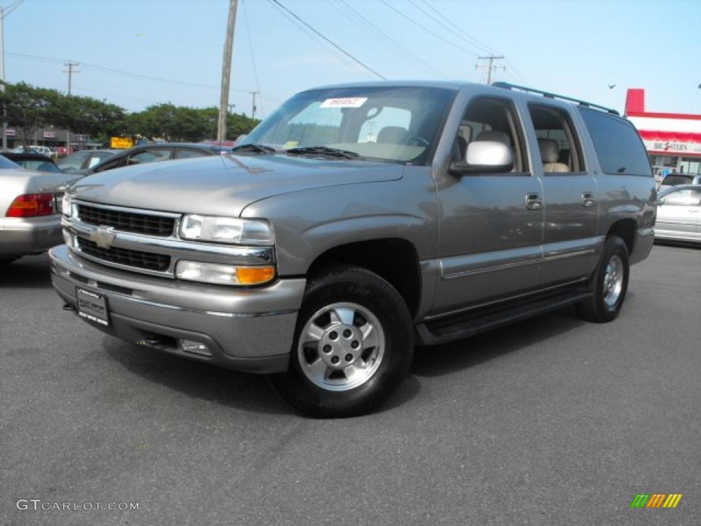 2003 Suburban 1500 LT 4x4 - Light Pewter Metallic / Tan/Neutral photo #1