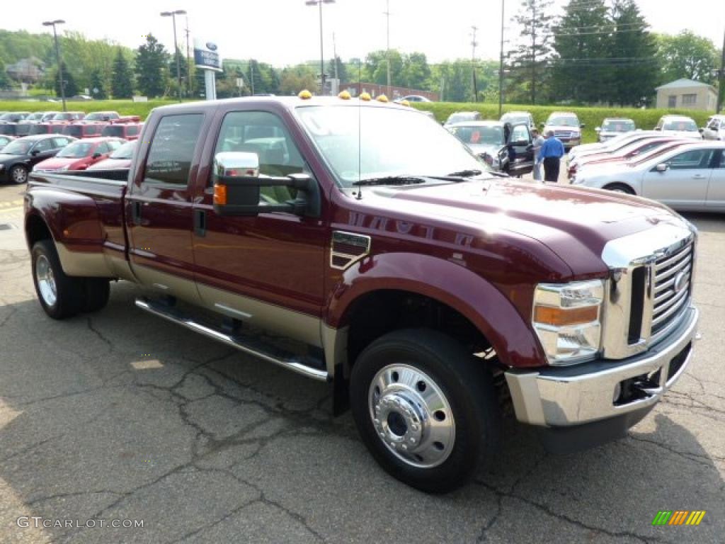 2008 F450 Super Duty Lariat Crew Cab 4x4 Dually - Dark Toreador Red Metallic / Tan photo #6