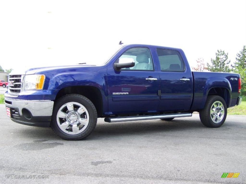 2010 Sierra 1500 SLT Crew Cab 4x4 - Midnight Blue Metallic / Dark Titanium photo #7