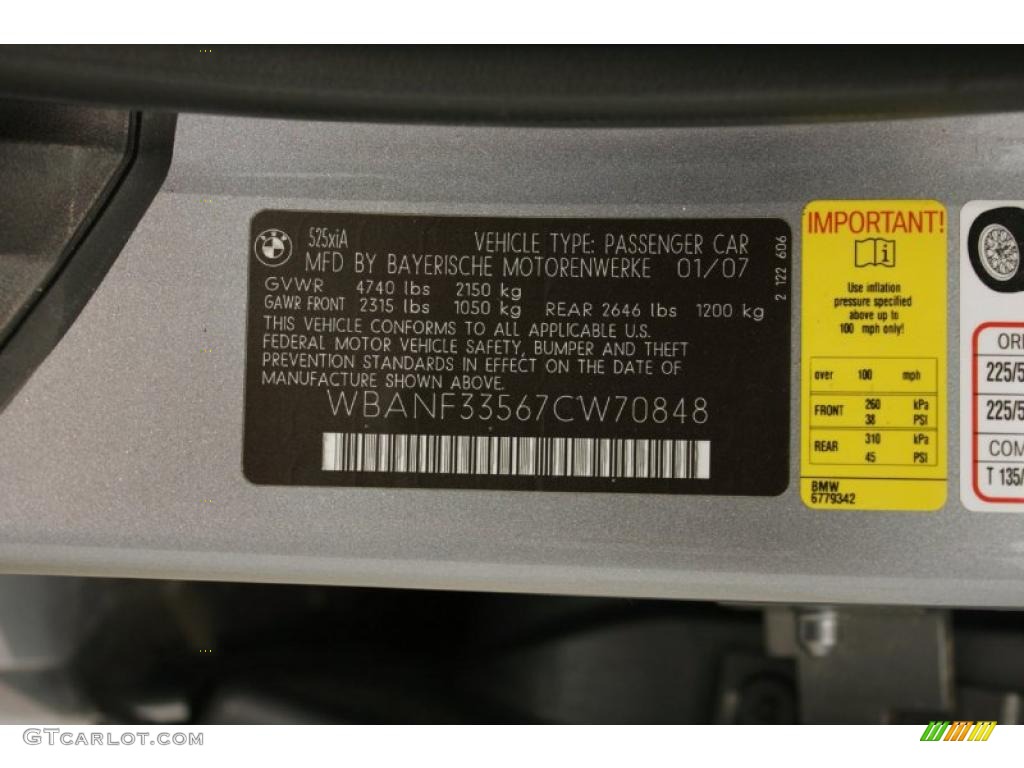 2007 5 Series 525xi Sedan - Titanium Silver Metallic / Gray Dakota Leather photo #33