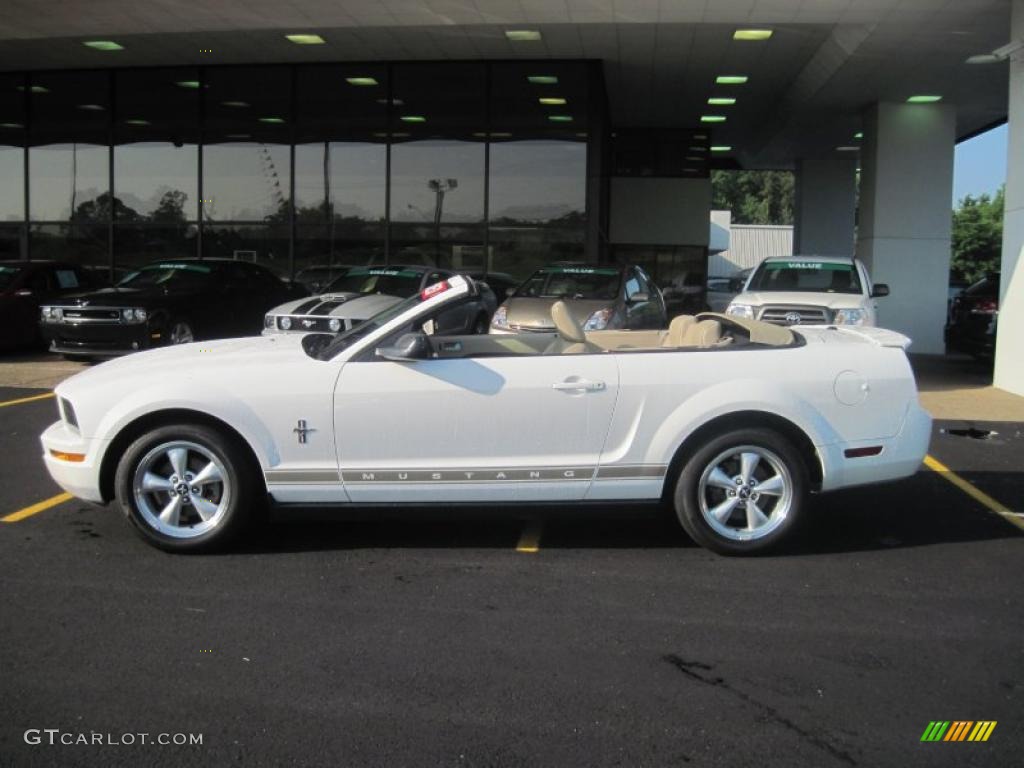 2007 Mustang V6 Premium Convertible - Performance White / Medium Parchment photo #10