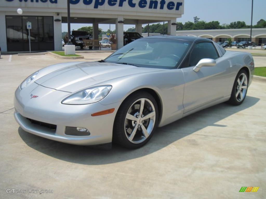 2005 Corvette Coupe - Machine Silver / Red photo #1