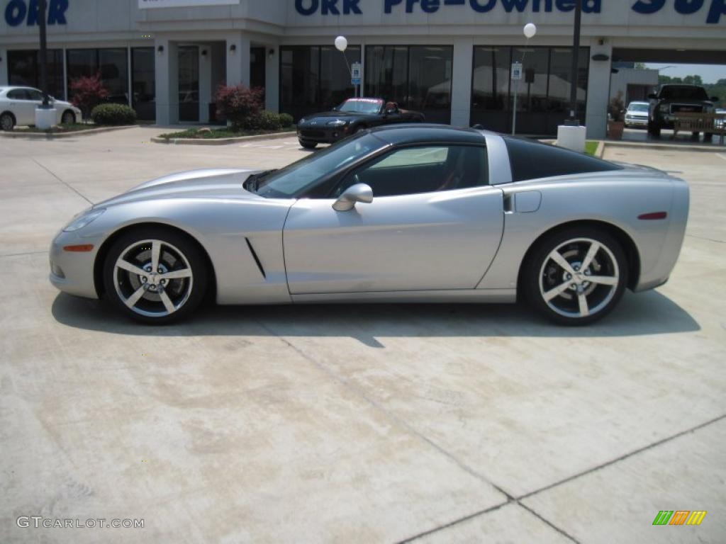 2005 Corvette Coupe - Machine Silver / Red photo #3