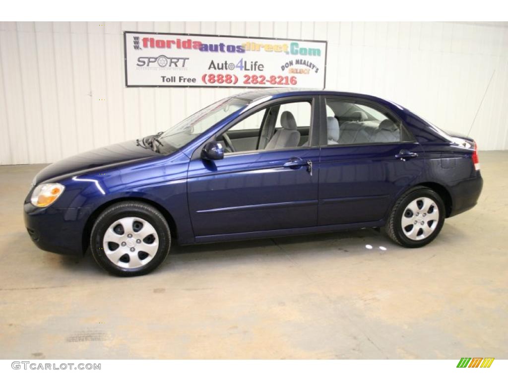 2008 Spectra EX Sedan - Deep Ocean Blue / Gray photo #8