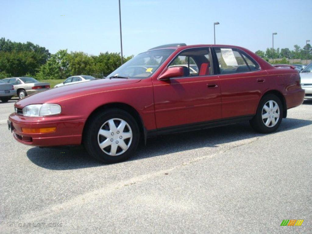1993 Camry LE V6 Sedan - Red Pearl / Beige photo #2