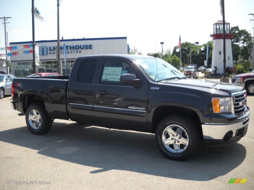 2010 Sierra 1500 SLE Extended Cab 4x4 - Storm Gray Metallic / Ebony photo #1