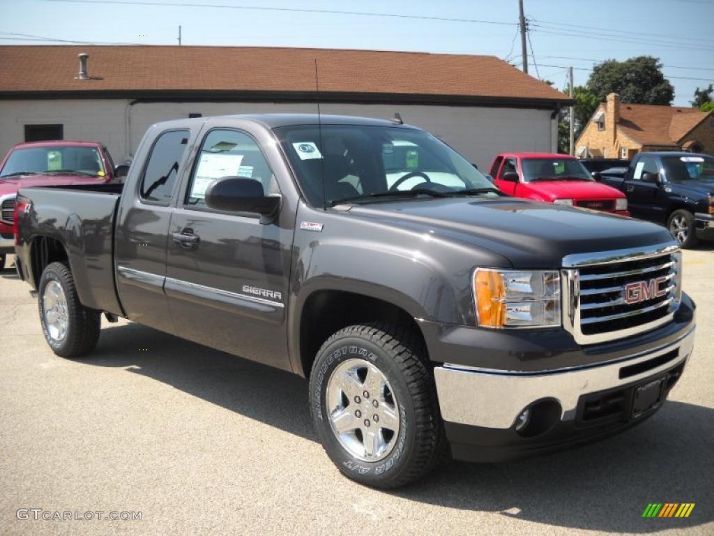 2010 Sierra 1500 SLE Extended Cab 4x4 - Storm Gray Metallic / Ebony photo #6