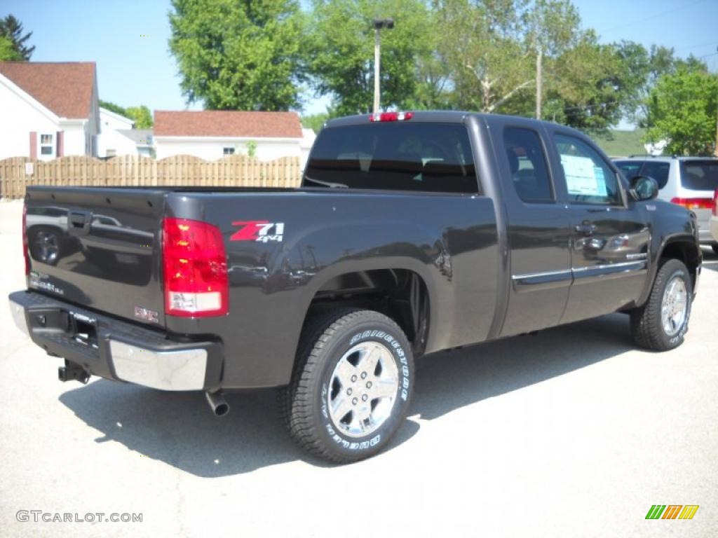 2010 Sierra 1500 SLE Extended Cab 4x4 - Storm Gray Metallic / Ebony photo #7