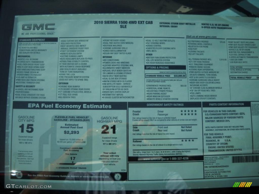 2010 Sierra 1500 SLE Extended Cab 4x4 - Storm Gray Metallic / Ebony photo #25