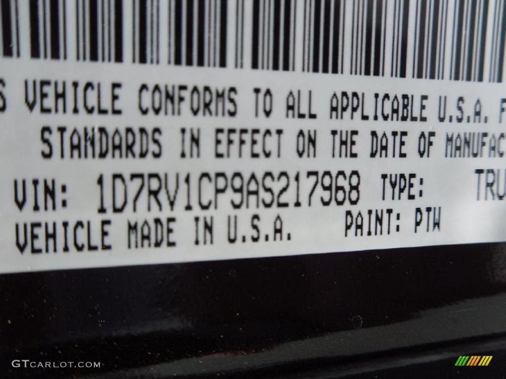 2010 Dodge Ram 1500 SLT Crew Cab 4x4 Color Code Photos