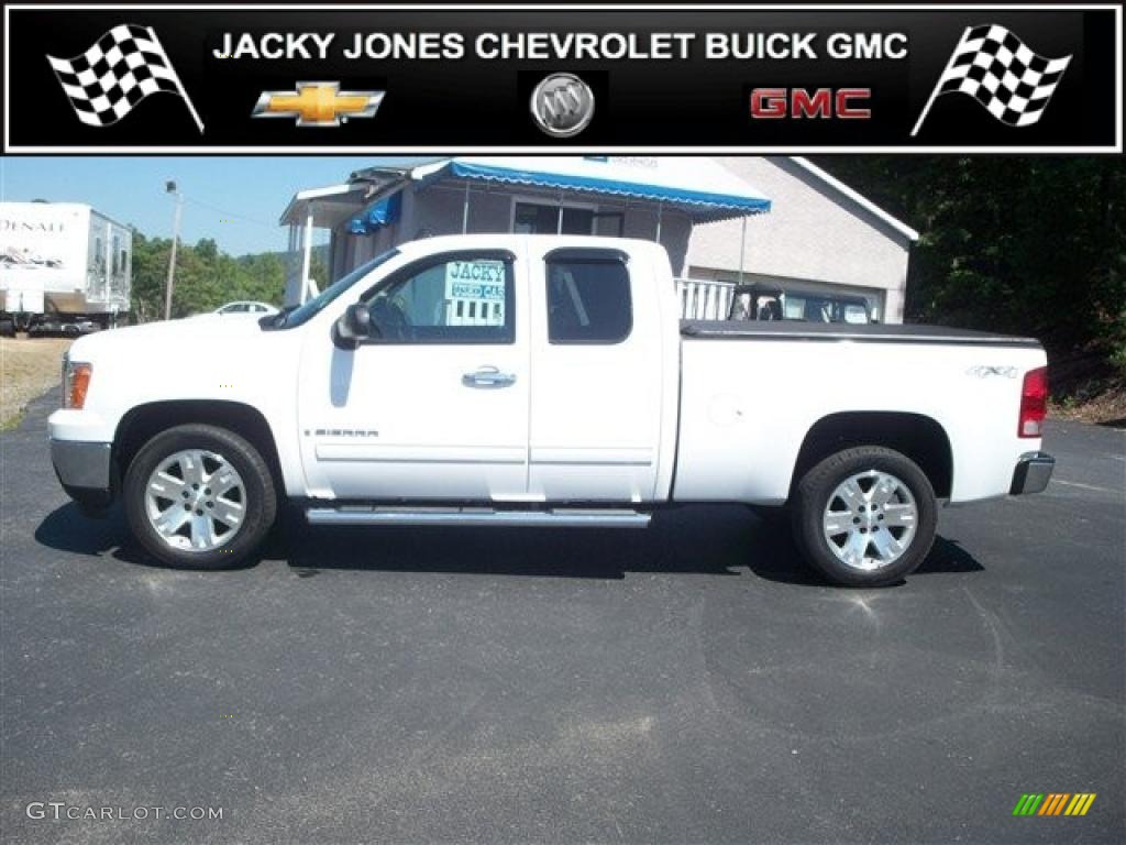 2008 Sierra 1500 SLE Extended Cab 4x4 - Summit White / Ebony photo #1