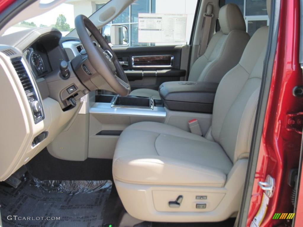2010 Ram 3500 Laramie Mega Cab 4x4 Dually - Inferno Red Crystal Pearl / Light Pebble Beige/Bark Brown photo #7
