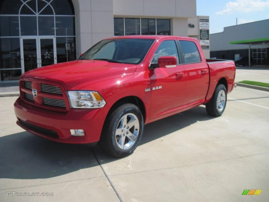 2010 Ram 1500 Sport Crew Cab - Flame Red / Dark Slate/Medium Graystone photo #1