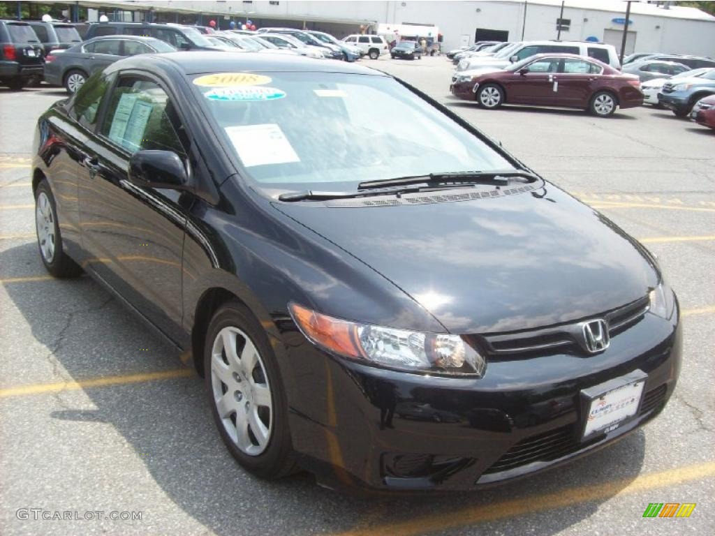 2008 Civic LX Coupe - Nighthawk Black Pearl / Gray photo #1