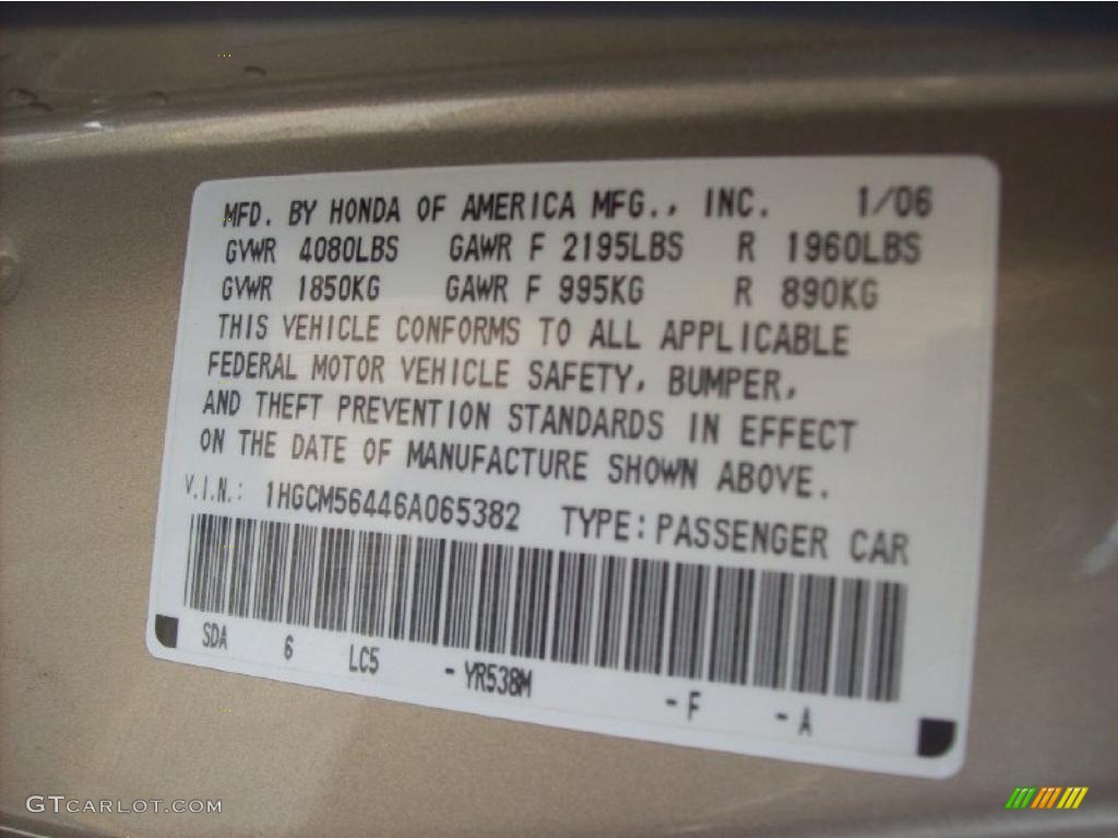 2006 Accord LX Sedan - Desert Mist Metallic / Ivory photo #25
