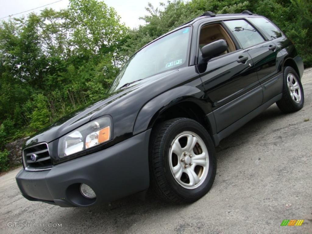 2005 Forester 2.5 X - Obsidian Black Pearl / Beige photo #1