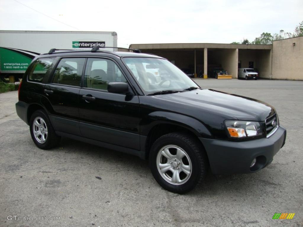 2005 Forester 2.5 X - Obsidian Black Pearl / Beige photo #6