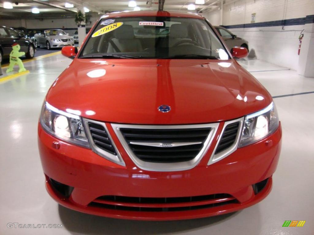 2008 9-3 2.0T Sport Sedan - Laser Red / Parchment photo #3