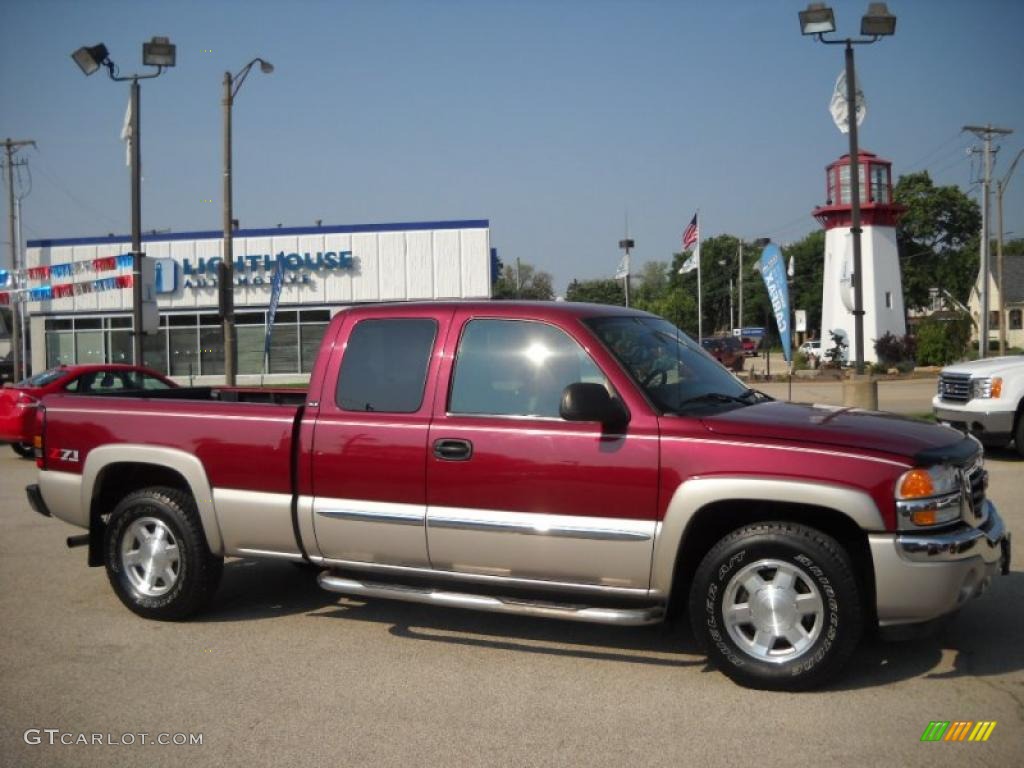 2005 Sierra 1500 SLE Extended Cab 4x4 - Sport Red Metallic / Dark Pewter photo #1