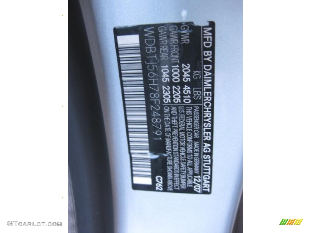 2008 CLK Color Code 762 for Diamond Silver Metallic Photo #30753027