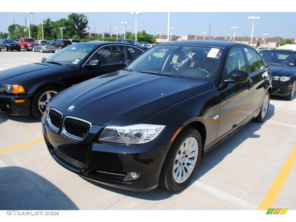 2009 3 Series 328i Sedan - Jet Black / Beige photo #1