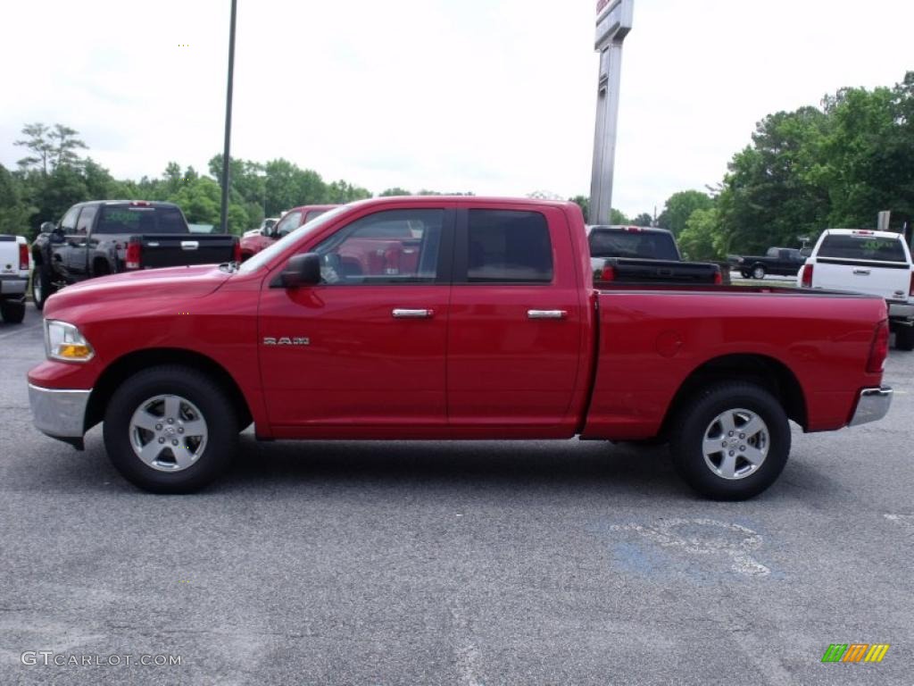 2010 Ram 1500 SLT Quad Cab - Inferno Red Crystal Pearl / Dark Slate/Medium Graystone photo #4