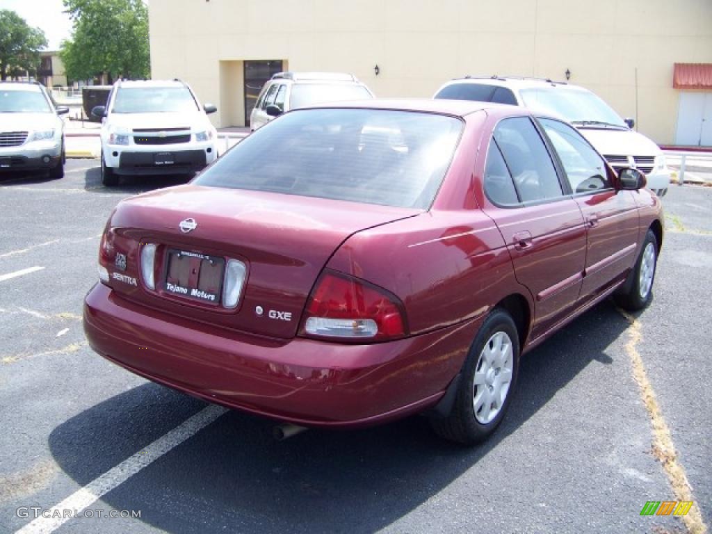 2002 Sentra GXE - Inferno Red / Sand Beige photo #4