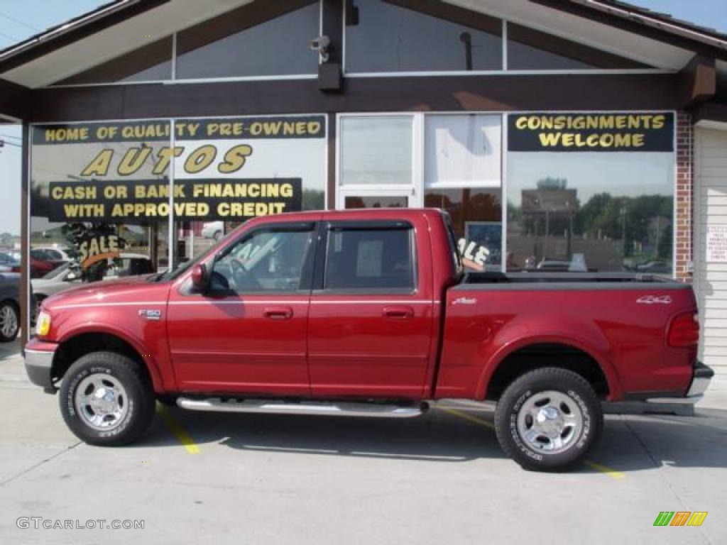 2002 F150 XLT SuperCrew 4x4 - Toreador Red Metallic / Medium Parchment photo #1