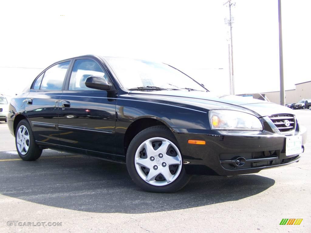 2006 Elantra GLS Sedan - Ebony Black / Gray photo #5