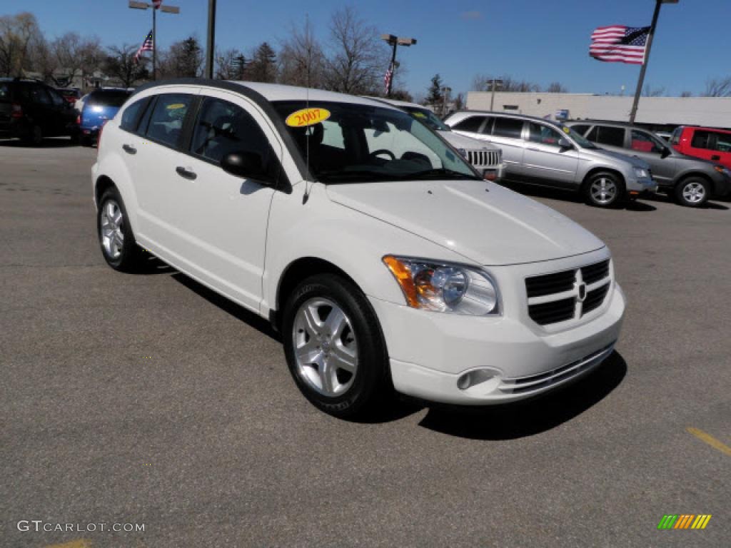 2007 Caliber SXT - Stone White / Pastel Slate Gray/Red photo #1