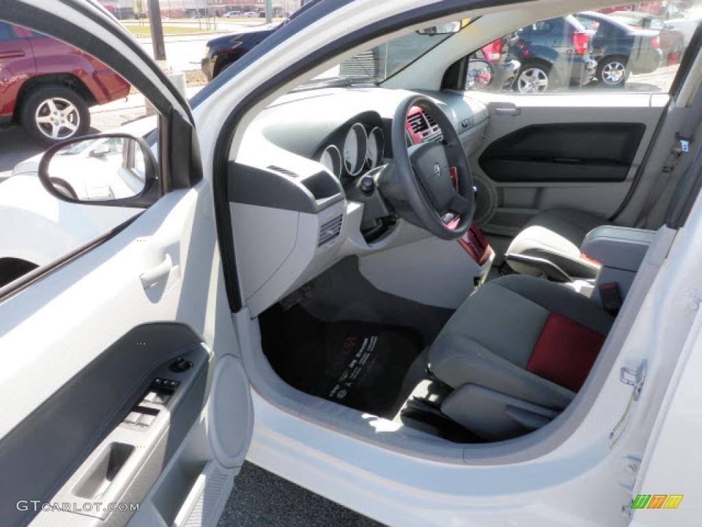 2007 Caliber SXT - Stone White / Pastel Slate Gray/Red photo #4
