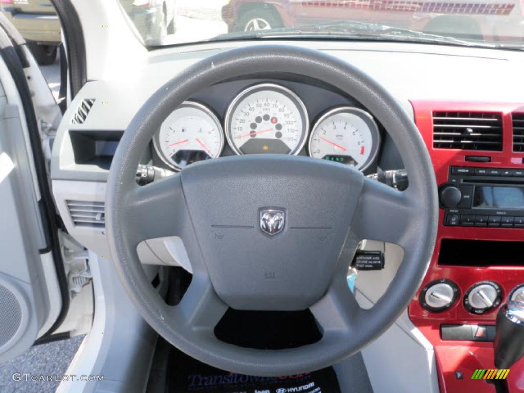 2007 Caliber SXT - Stone White / Pastel Slate Gray/Red photo #5