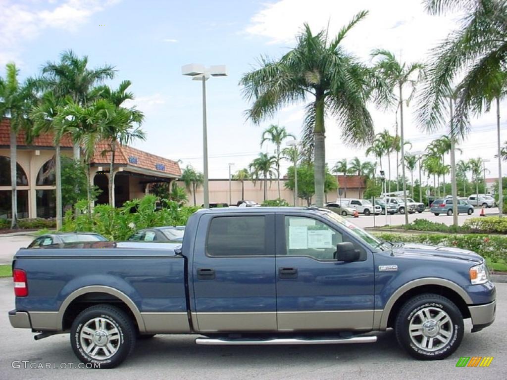 2006 F150 Lariat SuperCrew - Medium Wedgewood Blue Metallic / Tan photo #5