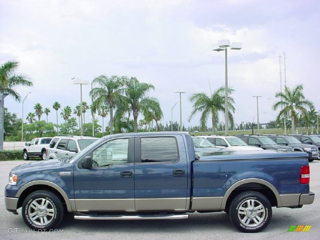 2006 F150 Lariat SuperCrew - Medium Wedgewood Blue Metallic / Tan photo #10