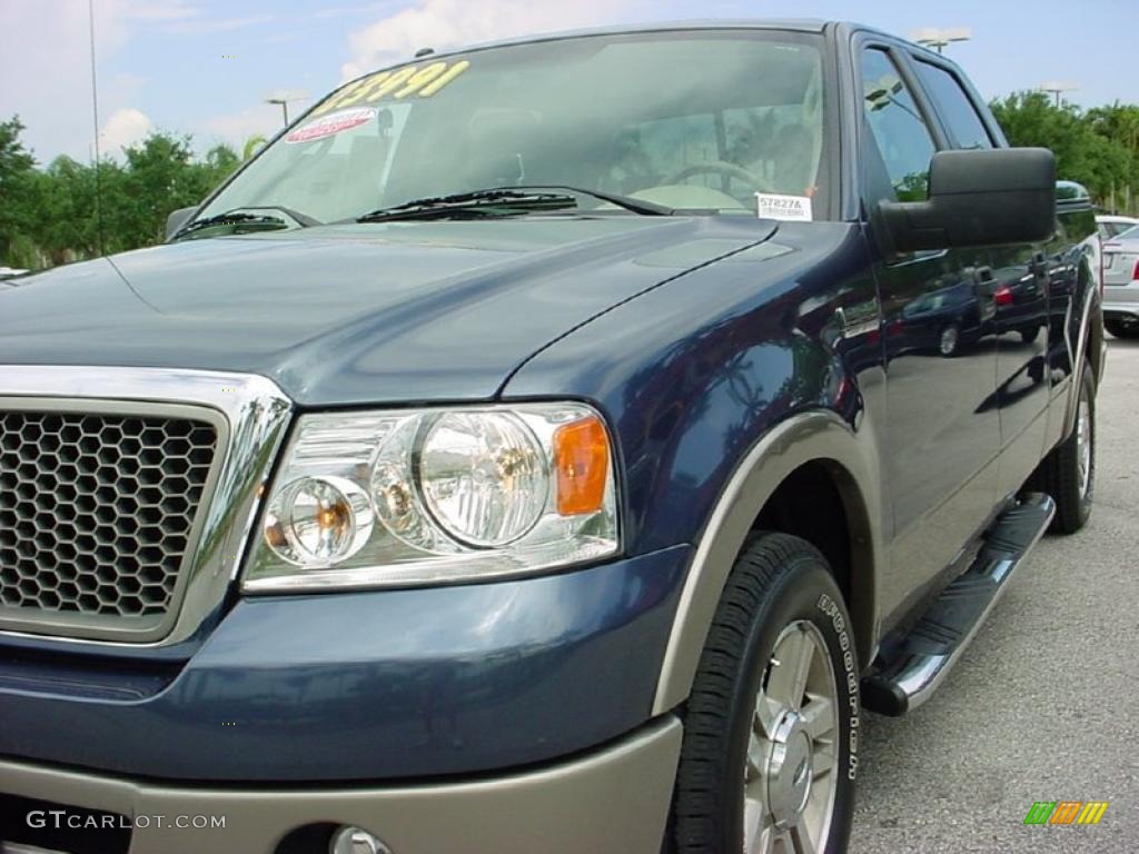 2006 F150 Lariat SuperCrew - Medium Wedgewood Blue Metallic / Tan photo #13