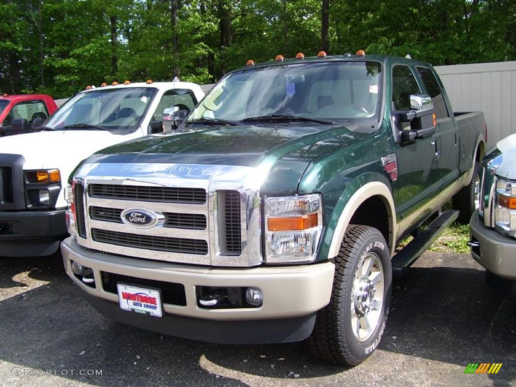 2010 F350 Super Duty King Ranch Crew Cab 4x4 - Forest Green Metallic / Chaparral Leather photo #1