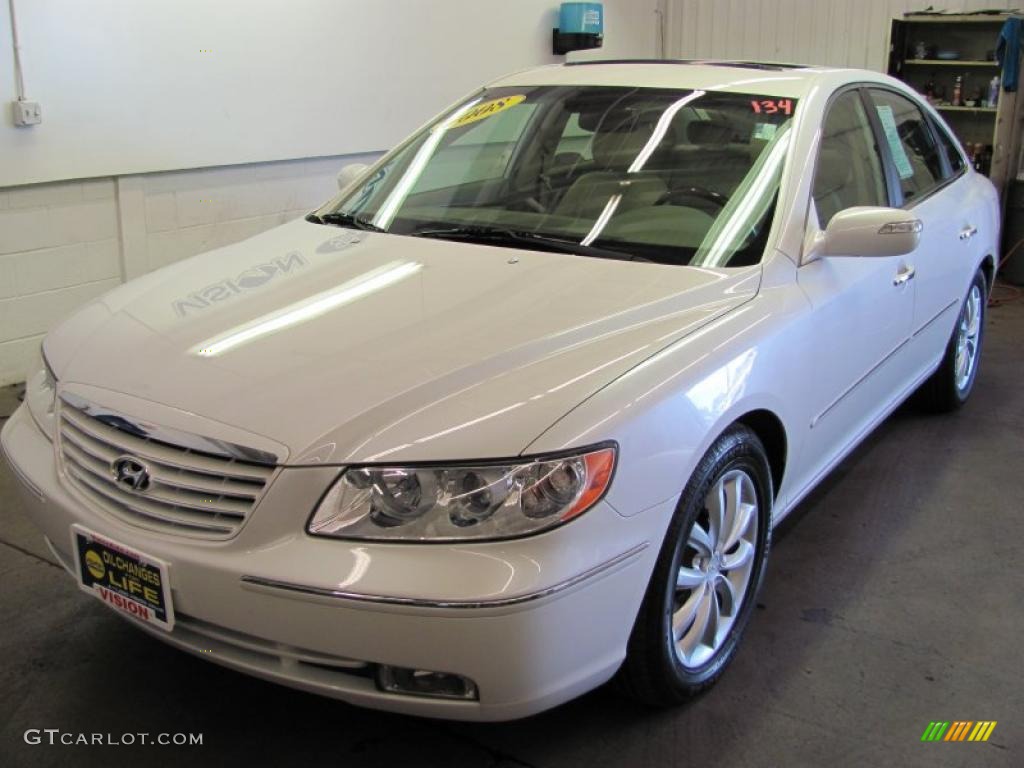 2008 Azera Limited - Powder White Pearl / Beige photo #1