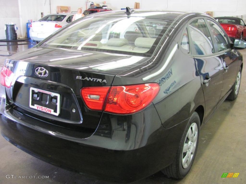 2009 Elantra GLS Sedan - Black Pearl / Beige photo #2