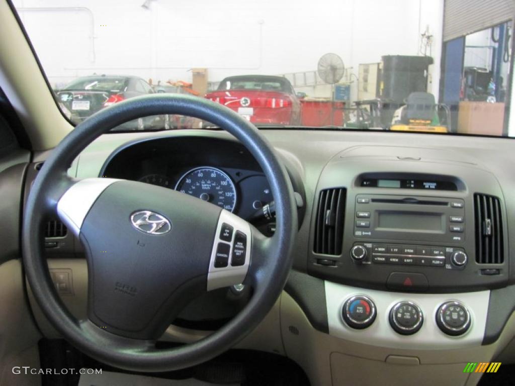 2009 Elantra GLS Sedan - Black Pearl / Beige photo #4