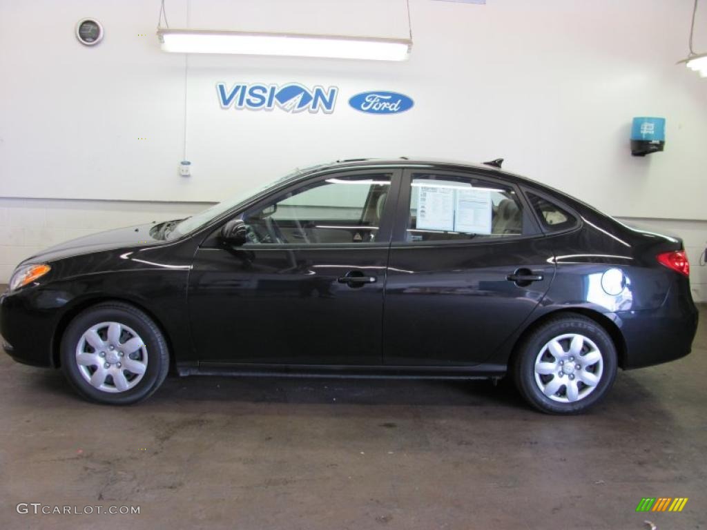 2009 Elantra GLS Sedan - Black Pearl / Beige photo #11