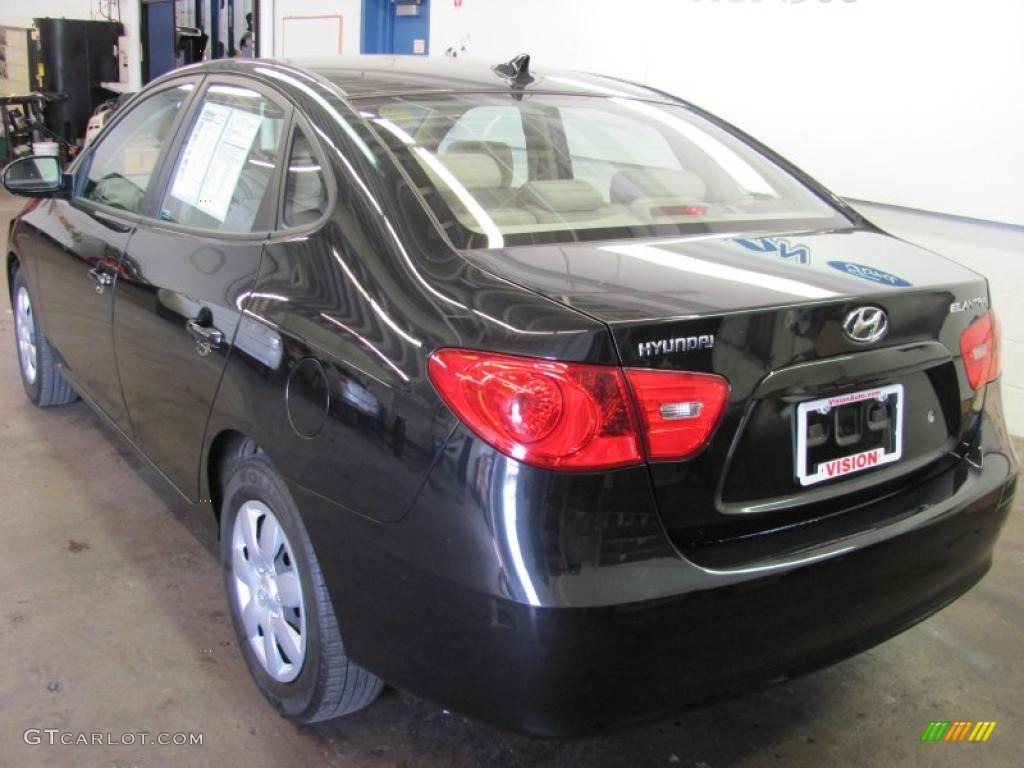 2009 Elantra GLS Sedan - Black Pearl / Beige photo #12