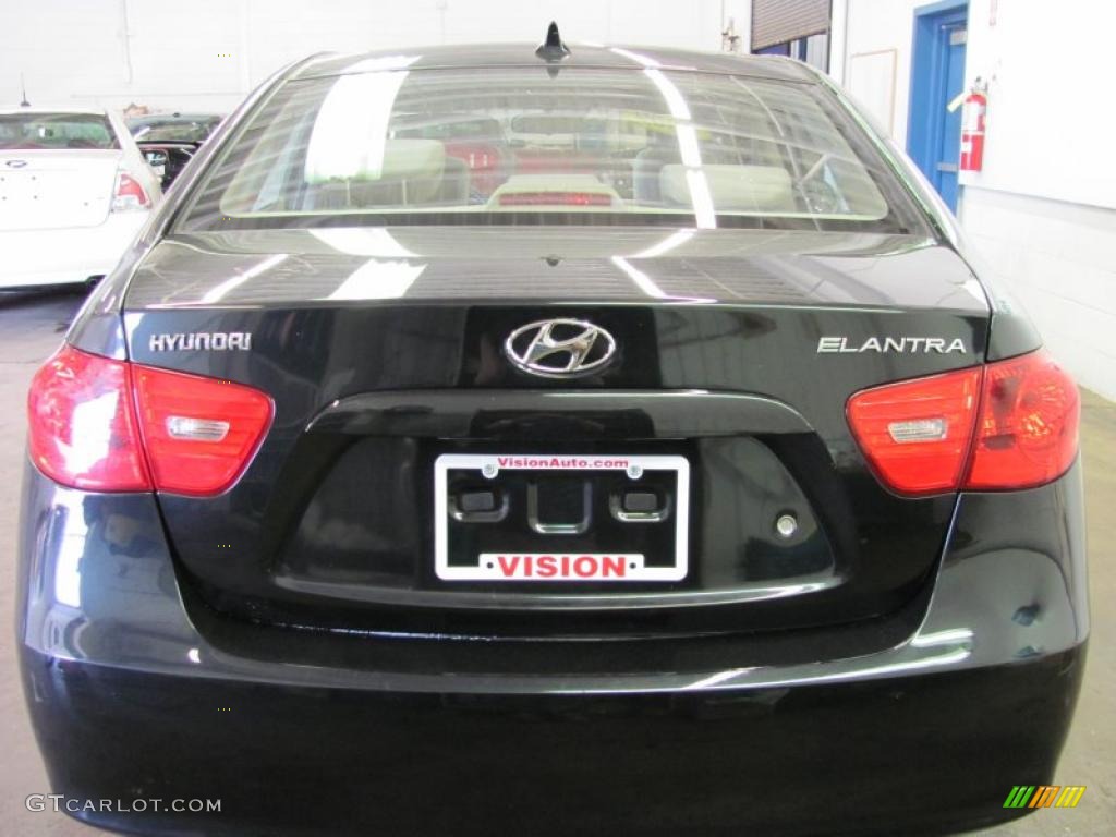 2009 Elantra GLS Sedan - Black Pearl / Beige photo #13