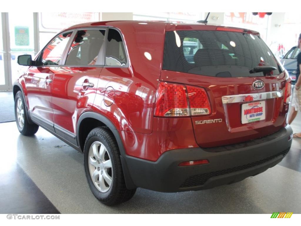 2011 Sorento LX AWD - Spicy Red / Beige photo #5