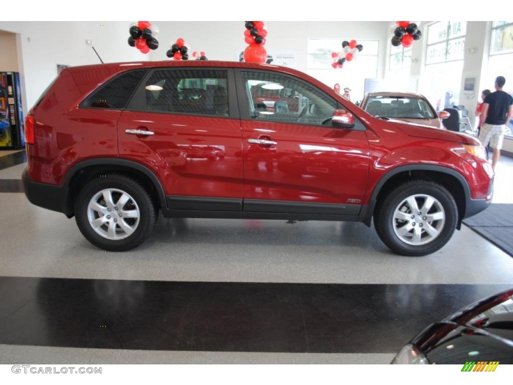 2011 Sorento LX AWD - Spicy Red / Beige photo #8