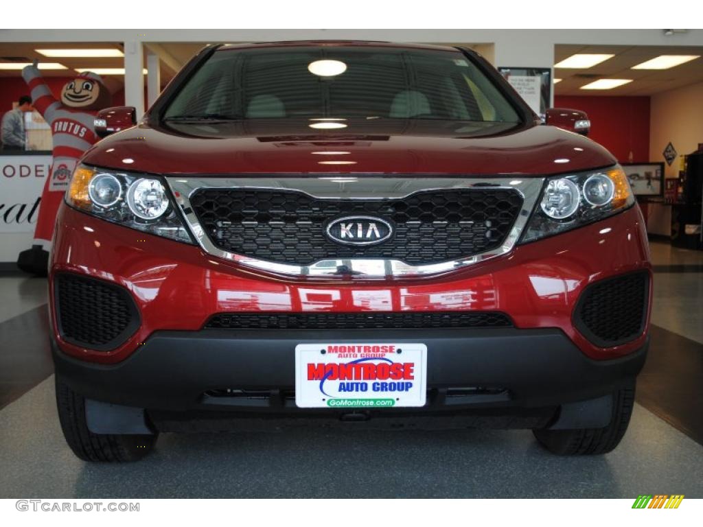 2011 Sorento LX AWD - Spicy Red / Beige photo #11